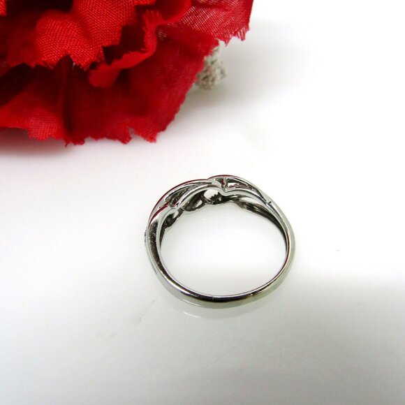 Natural Diamond Anniversary Band Twist Ring 10k White Gold Sz 7 Genuine Real - Picture 8 of 9